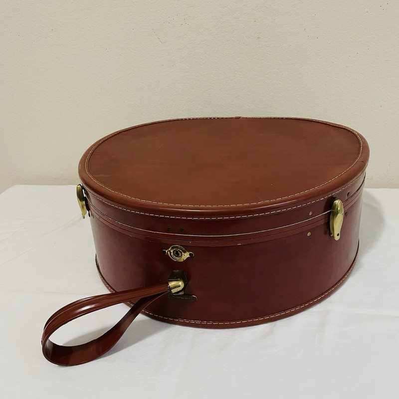 Vintage Samsonite 4920 Round Hat Box Hard Suitcase Luggage Case 18”x16”x7”