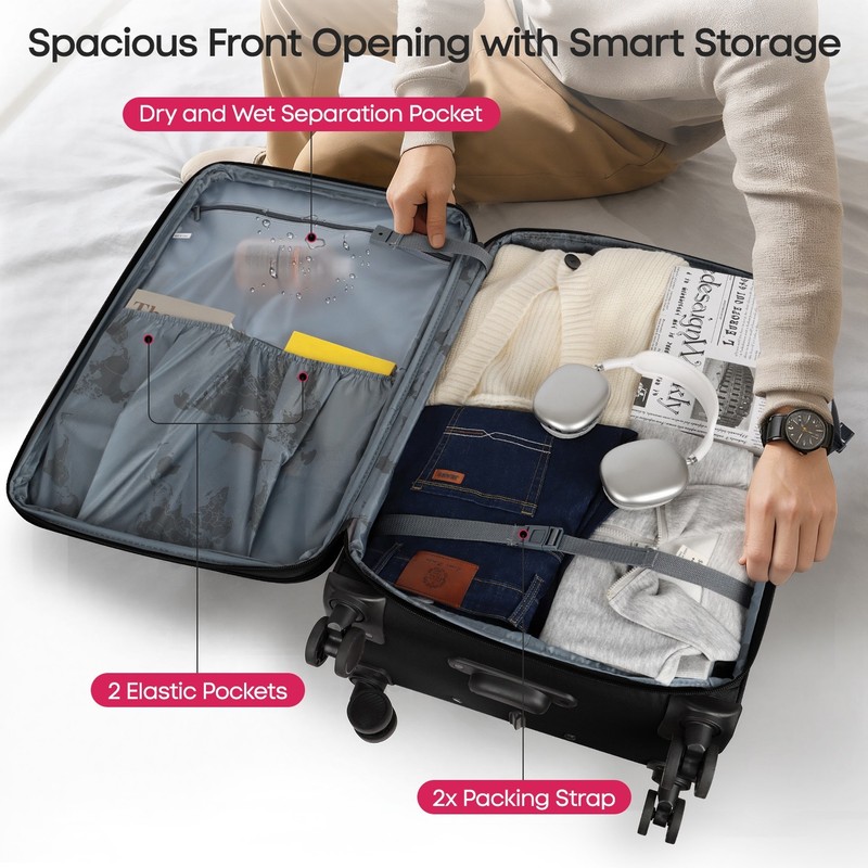 Softside Luggage Expandable Suitcase Set Upright Lightweight Luggage W/ TSA Lock gallery