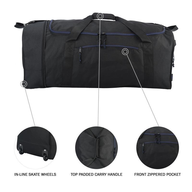 32 in Wheeled Compact Polyester Duffel Bag Travel Storage Gym Camping Black New gallery