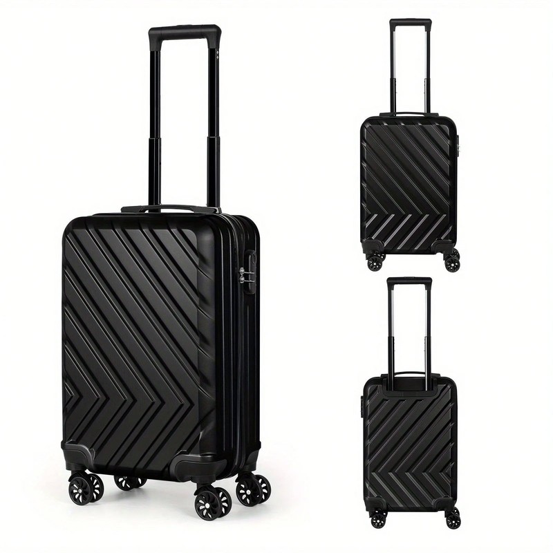 20in Black ABS Carry On Luggage Spinner Suitcase with Lock