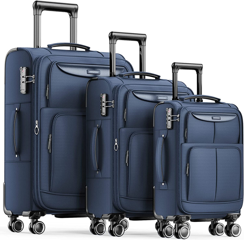 Luggage Sets 3 Pcs Softside Expandable Durable Suitcase Double Spinner Wheels gallery