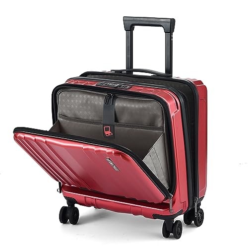 16″ Carry on Luggage with 2 Laptop Compartments, Lightweight 16 Inch Wine Red