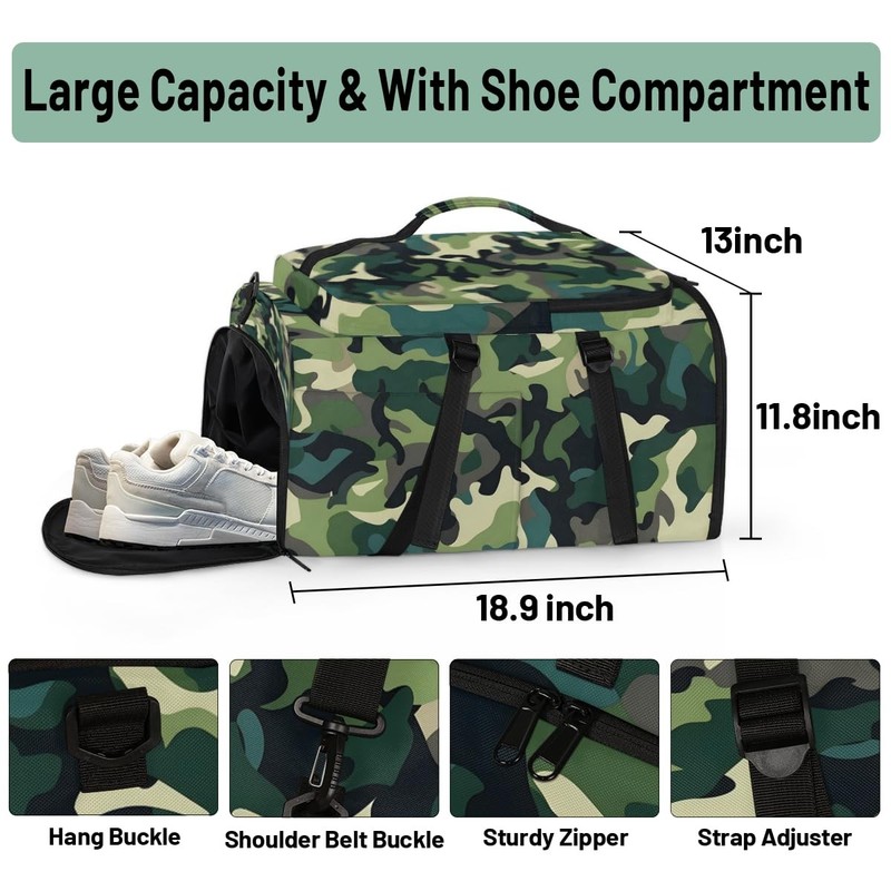 Gym Bag Shoe Compartment Duffle Backpack Travel Hiking Camouflage 1 PCS gallery