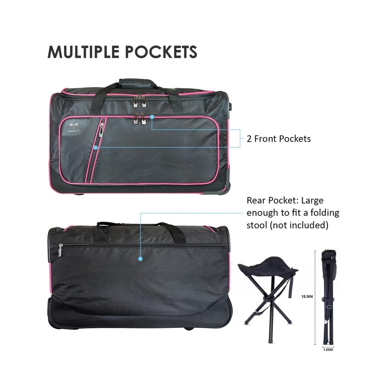 Travolution 24 Inch Garment Rack Duffel with Wheels, Black/Pink Pink 24" gallery