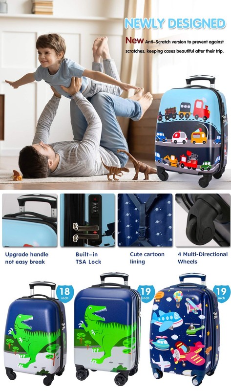 Hardshell Carry-On Suitcase with Spinner Wheels for Kids Travel Trolley 18" gallery