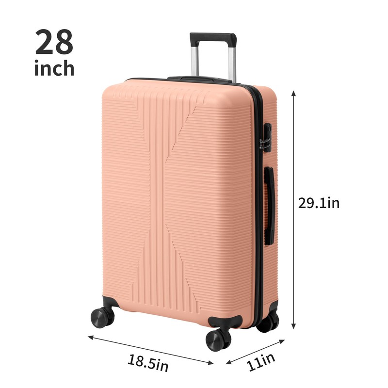 3PCS Luggage Set Hardside Spinner Suitcase PP Material Lock Travel Pink 20 24 28 gallery