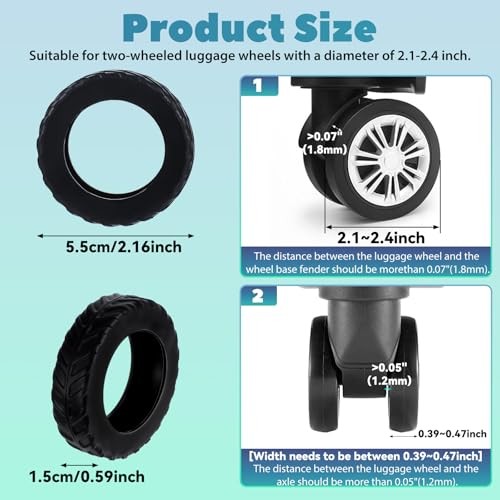 Ymapinc 8Pcs Luggage Wheel Covers Protector, Anti Slip Suitcase Wheel for black gallery