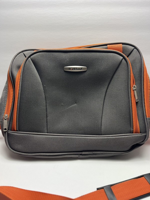 Rockland Luggage Carry On Bag Grey With Orange Accents 14×5.5×11.5″