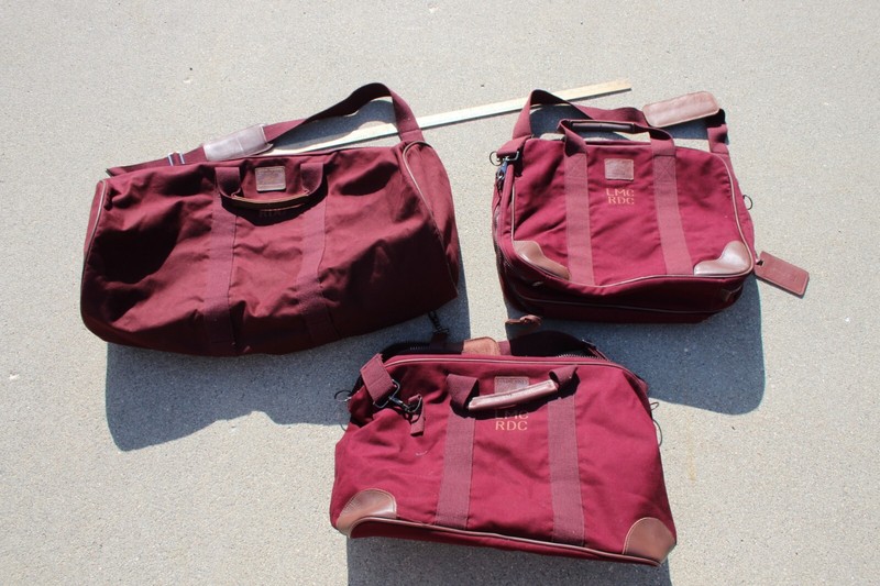 THREE Lands End Deluxe Square Rigger Luggage Bags Heavy Duty Canvas Suitcases