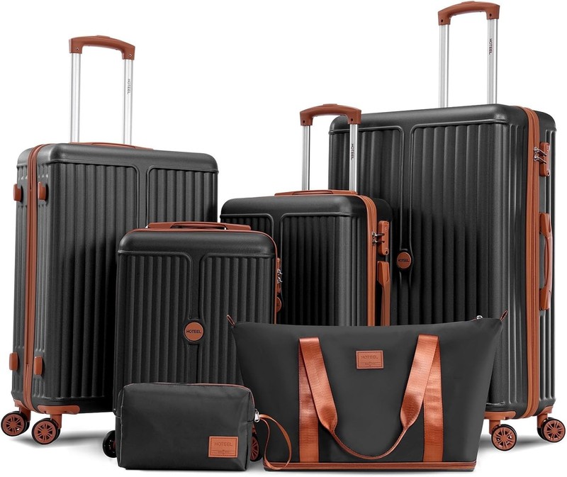 6 Piece Luggage Set with TSA Lock Hardshell ABS+PC Suitcase Set 5-YEAR WARRANTY