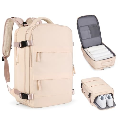 Carry On Backpack Flight Approved Personal Item Travel Medium A1-beige