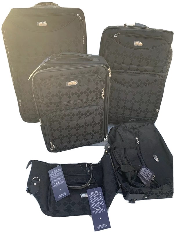 American Flyer Argyle Jacquard -5PC Luggage set -Black
