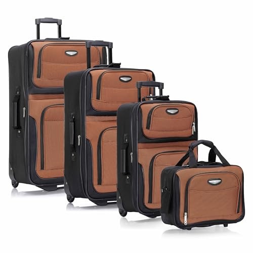 TRAVEL SELECT AMSTERDAM SOFTSIDE EXPANDABLE LUGGAGE ROLLING WHEELS ORANGE