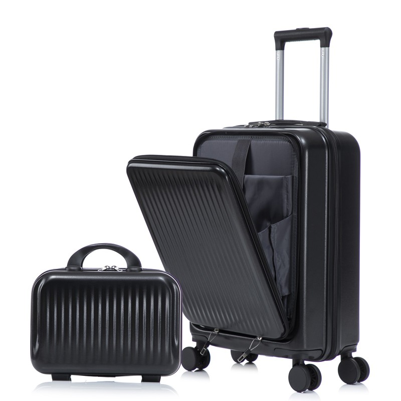2 PCS ABS Spinner Wheel Luggage Set with Combination Lock & Front Opening Design