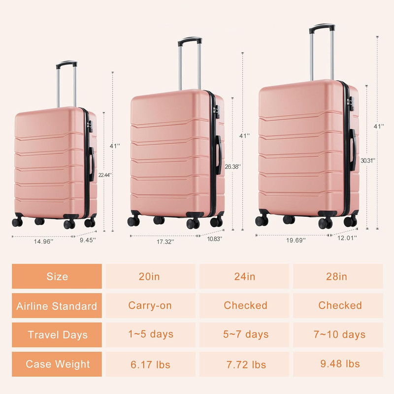 DUMOS HOME Hard Shell ABS Suitcase with TSA Lock,Lightweight Expandable Suitcase gallery