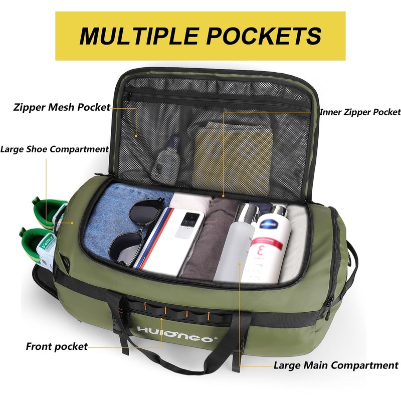 Waterproof Duffle Bag Backpack for Men, Heavy Duty Travel Gear 40L/60L/90L gallery