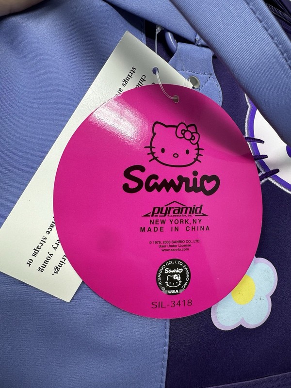 Hello Kitty Duffle Bag Purple & Blue Butterfly Flowers Travel Weekend Carry On gallery