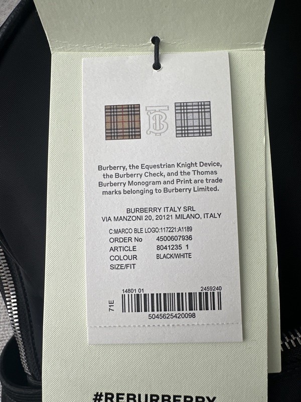 BURBERRY Marco Logo Backpack Printed Logo Backpack Black Nylon gallery
