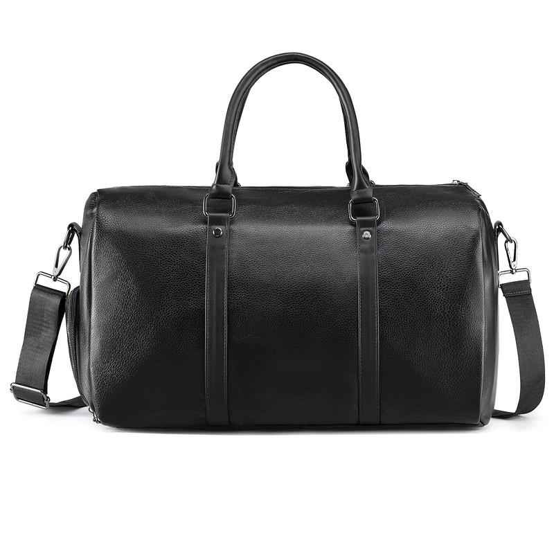 Leather Travel Duffle Bag for Men Women, Stylish Water-Repellent Overnight Ba…