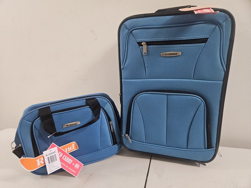 ROCKLAND FASHION SOFTSIDE UPRIGHT LUGGAGE SET, 2 PIECES, (14/19) – BLUE