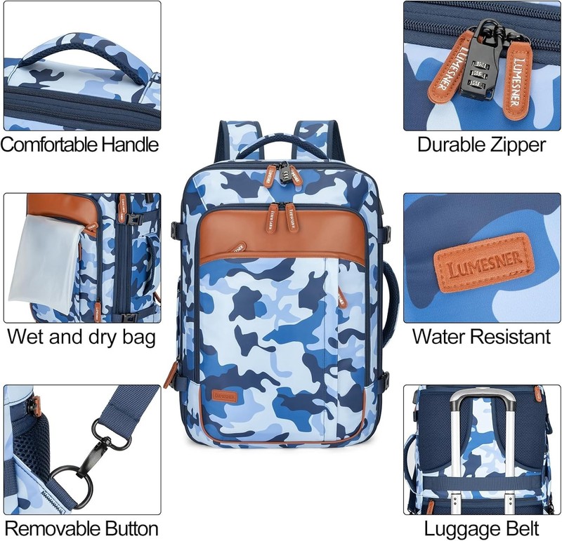 Extra Large Flight Approved Backpack, Camouflage Blue gallery