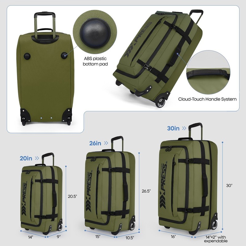 3 Piece Softside Luggage Set Heavy-Duty Waterproof Travel Bags 20in/26in/30in gallery