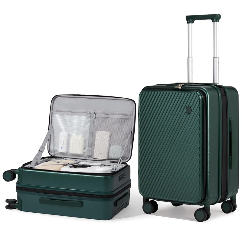 20 Inch Expandable Carry On Luggage PC Hard Shell Suitcase Top Opening Rollin…