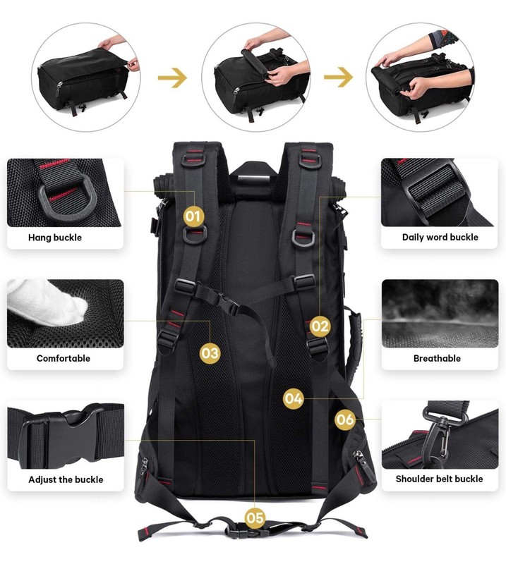 Travel Backpack, Carry On Backpack Convertible, Duffle Travel 40L Large W Defect gallery
