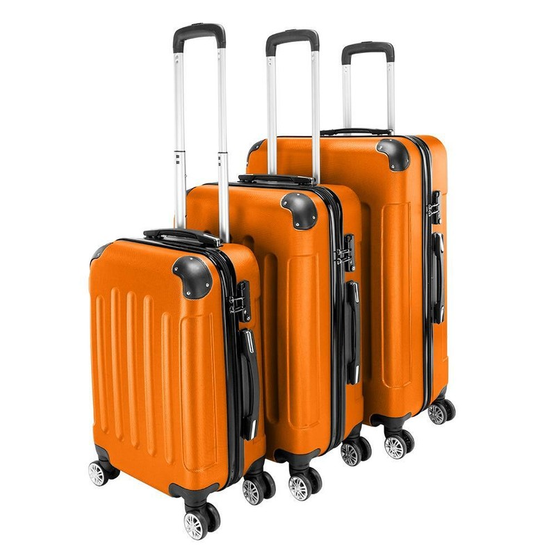 Durable 3Pcs Luggage Set ABS Trolley Spinner 20″/24″/28″ Suitcase Hard Shell