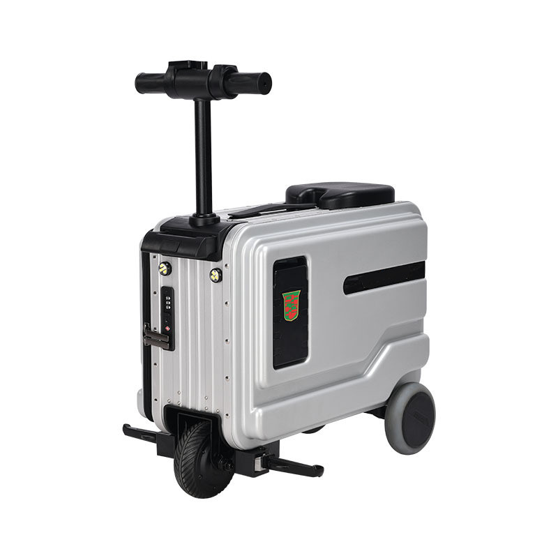 Silver Rideable Electric Carry-On Suitcase Night Light & Cup Holder RETAIL 1160$