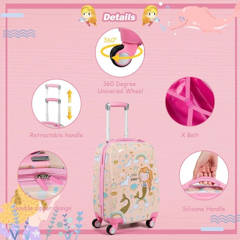18" Carry On Suitcase & 12" Backpack Mermaid 2PC Kids Luggage Set CHristmas gallery