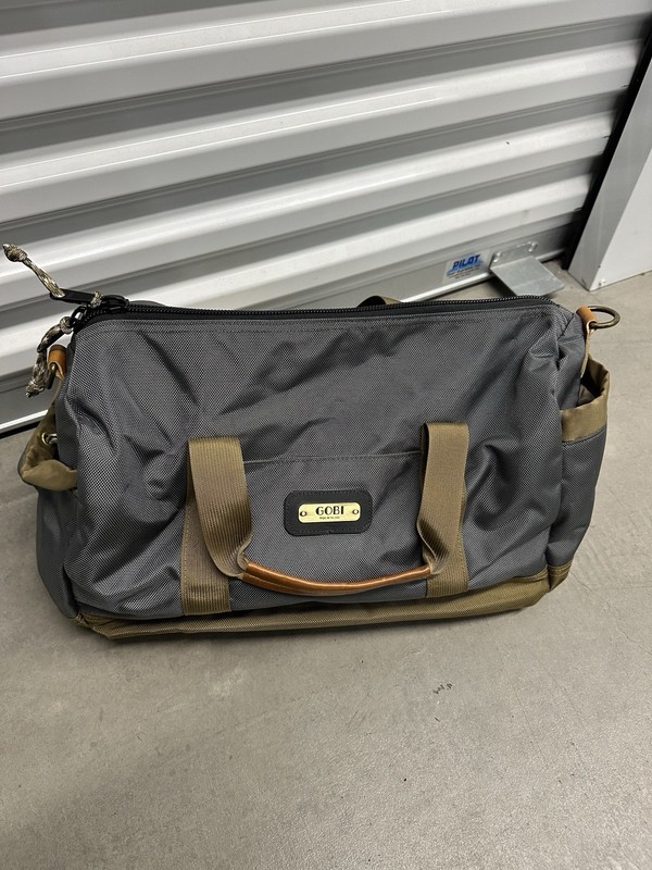 GOBI Duffel Bag Graphite Tan Webbing USA Made Ballistic Nylon Leather