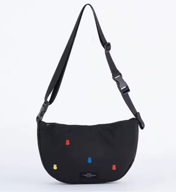 Miffy Rabbit 2-Way BLACK Color Crossbody Waist Pouch Clutch Bag Folding Portable