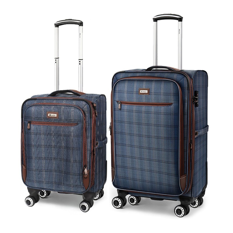 2-Piece Set Lightweight Expandable Luggage Softside Suitcase W/Spinner Wheels