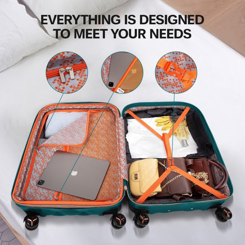 Expandable Lightweight PP Hard Shell Luggage Suitcases with Wheels & TSA Lock gallery