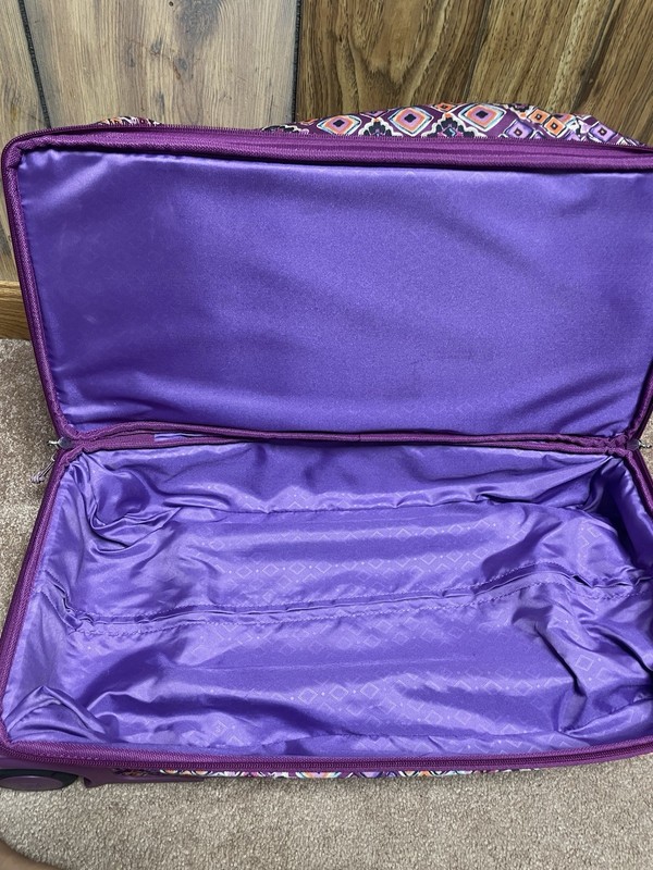Vera Bradley Ripstop Foldable Rolling Duffle Bag Diamond Dreams Suitcase Purple gallery