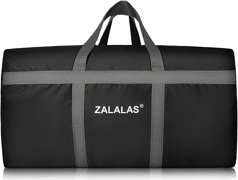 96L Foldable Duffle Bag Extra Large Travel Weekender Waterproof Black
