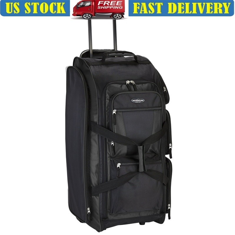 Adventure 30 Inch Rolling Duffel Bag Telescopic Handle 7 Pockets Travel Luggage