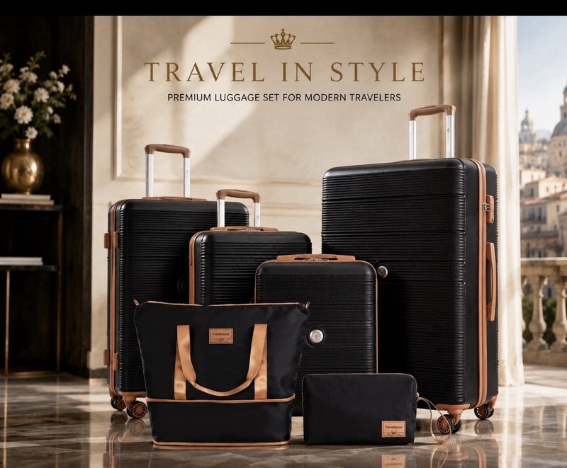 Luxury 6 Piece Luggage Set with TSA Lock Hardshell ABS+PC Suitcase Set