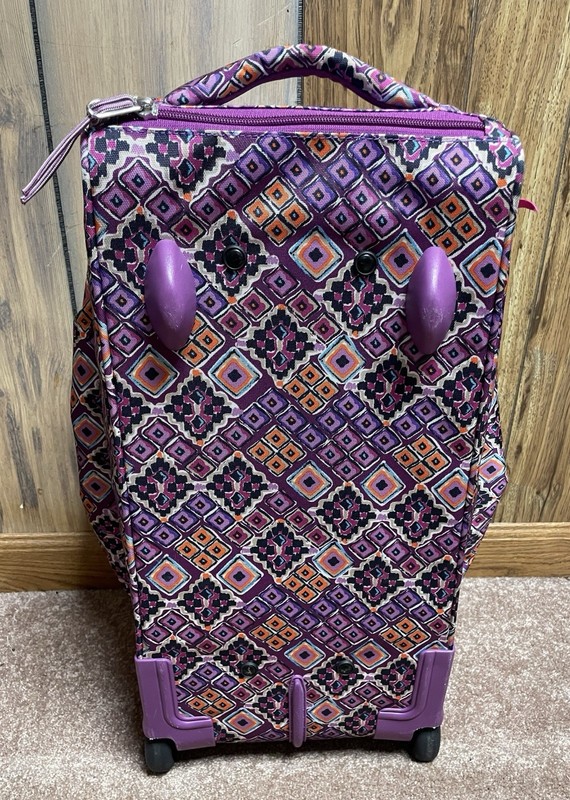 Vera Bradley Ripstop Foldable Rolling Duffle Bag Diamond Dreams Suitcase Purple gallery