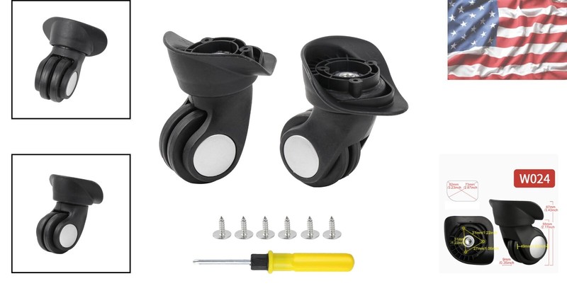 Effortless Replacement Caster Wheel Set for Luggage - Black, Lightweight Design gallery