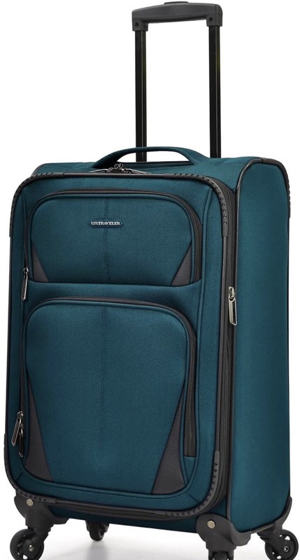 U.S. Traveler Aviron 22" Softside Expandable Spinner Luggage Carry On Teal