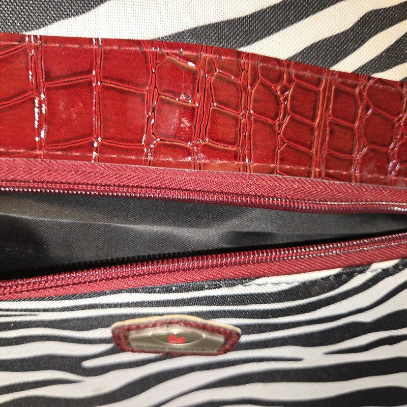 Gloria Vanderbilt. Zebra Print Carry-on Overnight Bag Telescoping Handle Wheels gallery