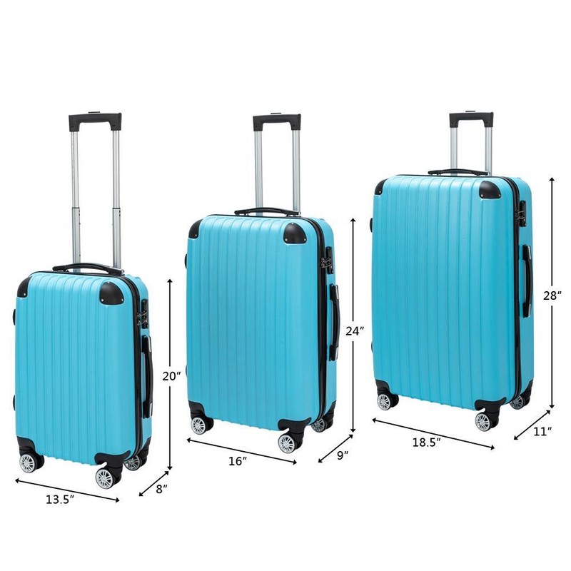 20"24"28" Trolley Case 3-Piece Hardside Lightweight Spinner Luggage Bag Set TSA gallery