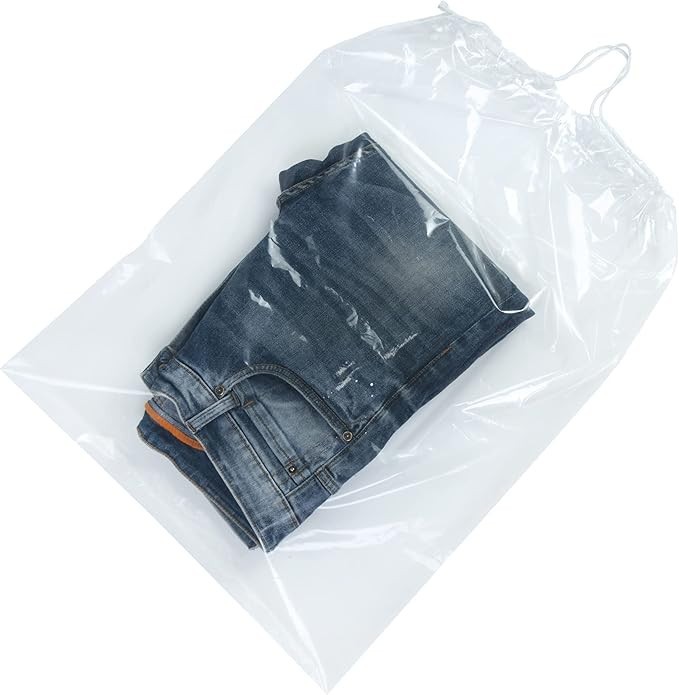 10 Pack Large Clear Drawstring Plastic Bags 18 x 24 Inch Poly Travel Shoe 2 Mil gallery