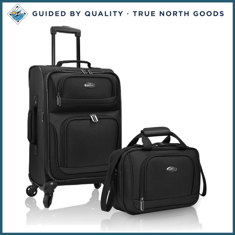 Versatile Black Rolling Suitcase with 4 Wheels and Spacious Interior Design