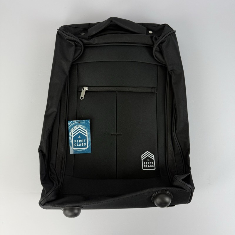 New! First Class 20” Upright Rolling Carry On Lightweight Luggage Bag Black