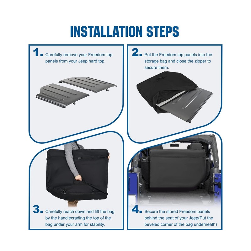 Hard Top Freedom Panel Storage Bag Compatible with 2007-2022 Wrangler JK JKU ... gallery