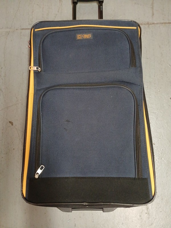 Chaps Ralph Lauren Roller Suitcase Blue Yellow 21″ X 14″ X 6-1/2″