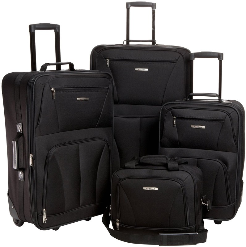 Softside Expandable Rolling Carry On Luggage Set Travel Upright Suitcase